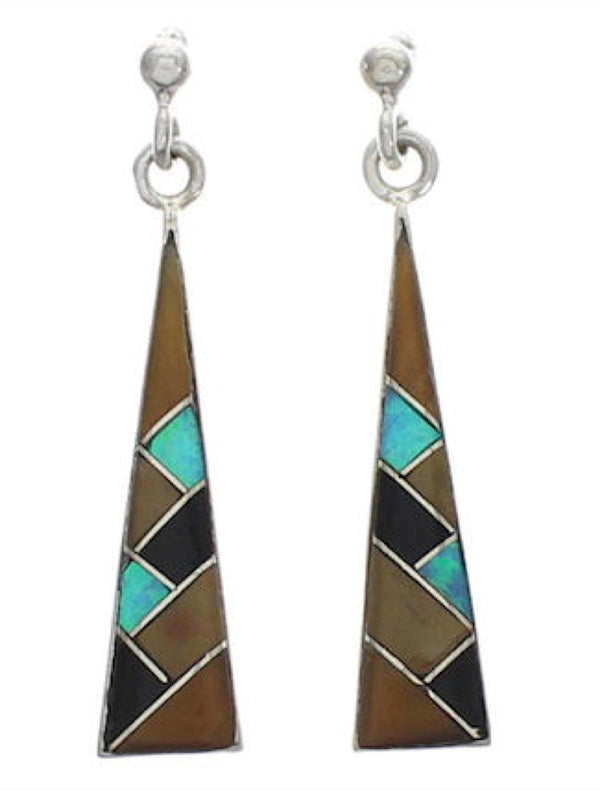 Multicolor Southwest Sterling Silver Post Dangle Earrings EX24792